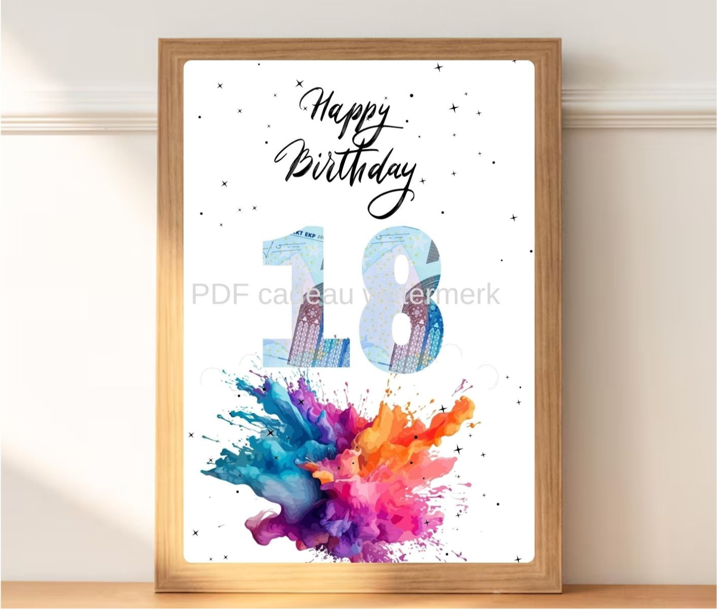 18 jaar- origineel geld cadeau voor 18 jarige! -fotolijst met geld
