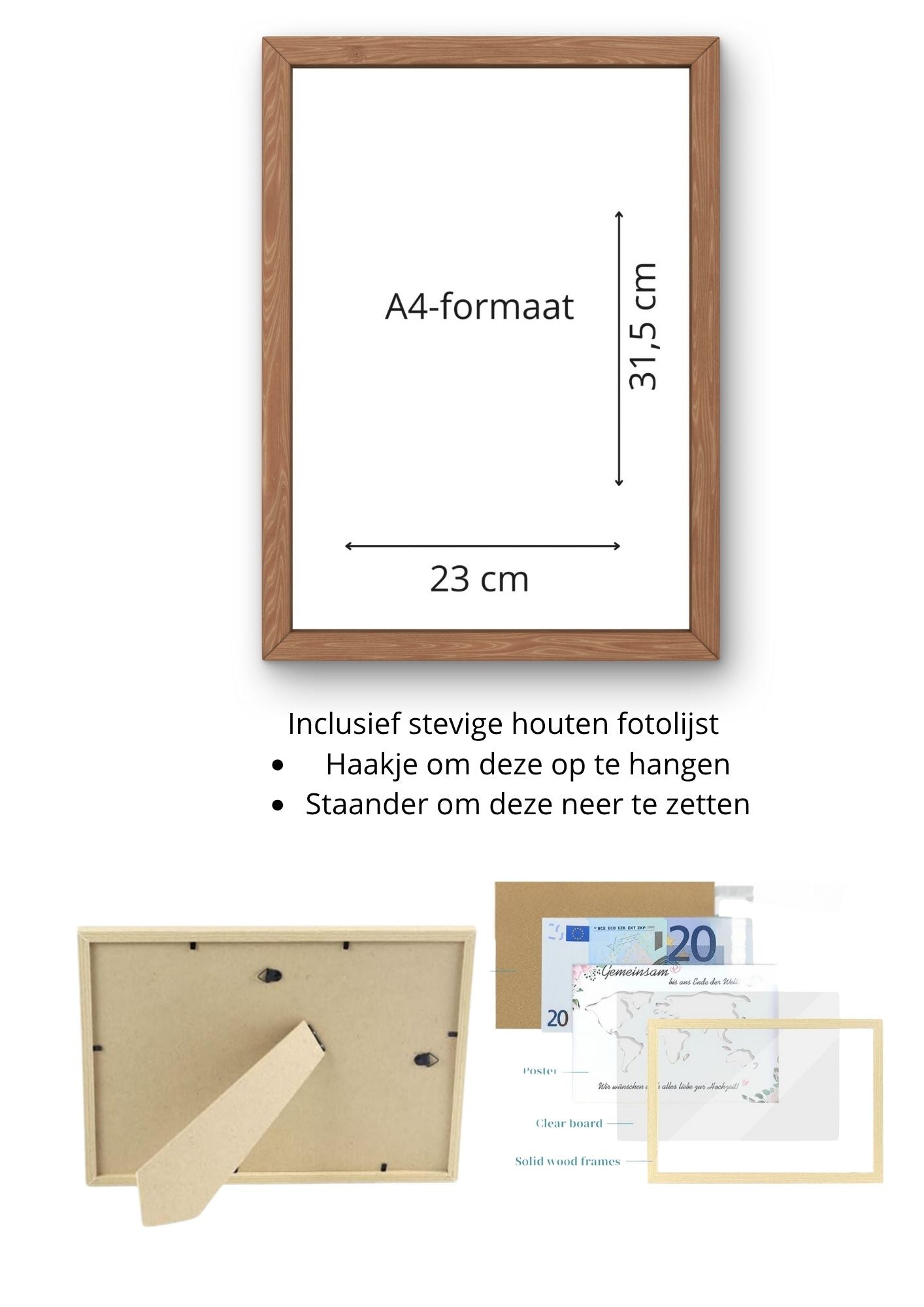 Fotolijst geld cadeau - Originele verpakking voor geld - Happy wedding day - PDF Cadeau