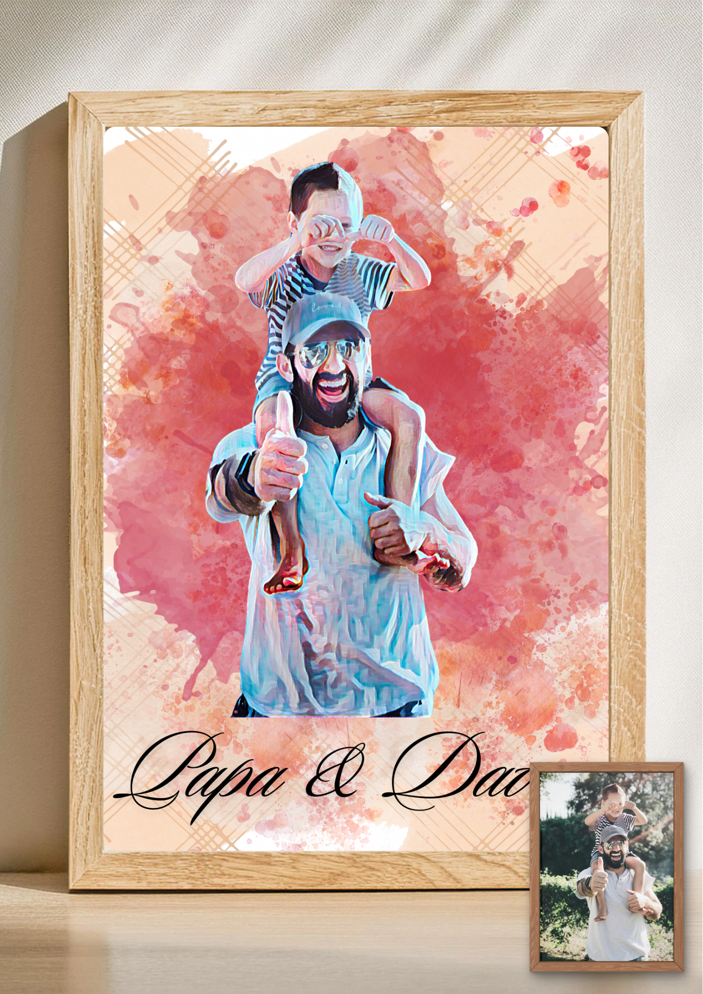 Gepersonaliseerd aquarel portret – Unieke print op basis van jouw foto 072 - PDF Cadeau