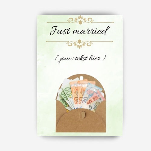 kaartje met envelop om geld in te doen voor bruiloft