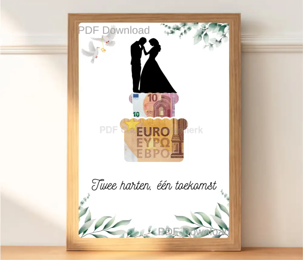 Fotolijst geldcadeau - Geef geld op een leuke manier bruiloft en huwelijk - PDF Cadeau
