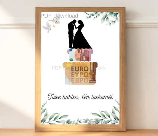 Fotolijst geldcadeau - Geef geld op een leuke manier bruiloft en huwelijk - PDF Cadeau