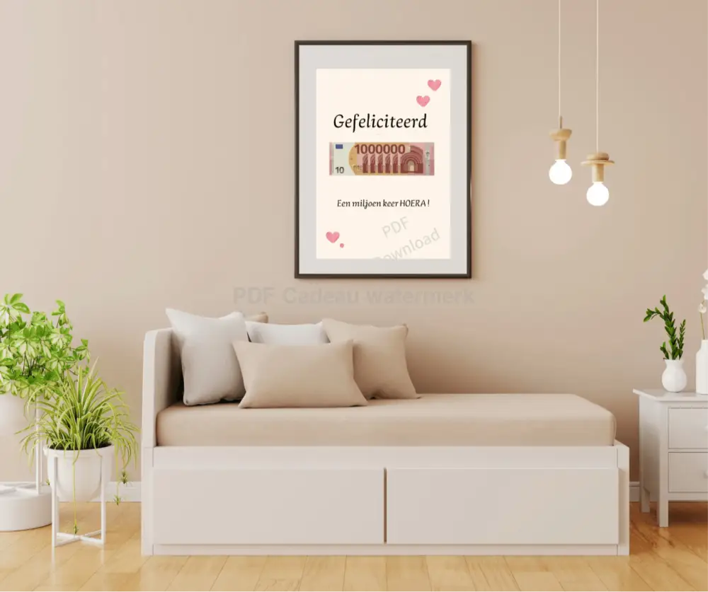 Gefeliciteerd miljoen - geld kado voor felicitatie - PDF Cadeau