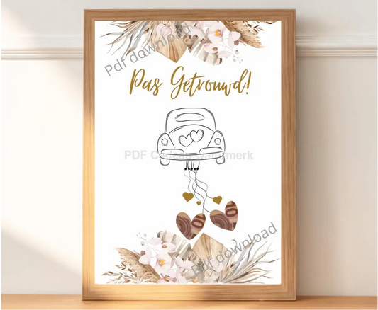 Fotolijst geld bruiloft. pas getrouwd! huwelijkscadeau met geld