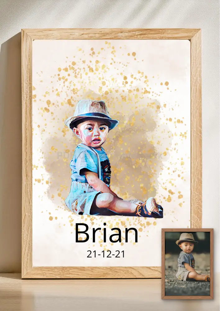 Gepersonaliseerd aquarel portret – Unieke print op basis van jouw foto 078 - PDF Cadeau