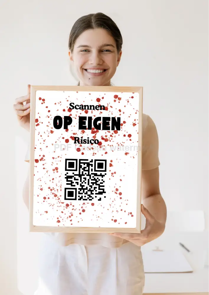 Mysterieuze QR-code met bloedspetters en enge verrassing