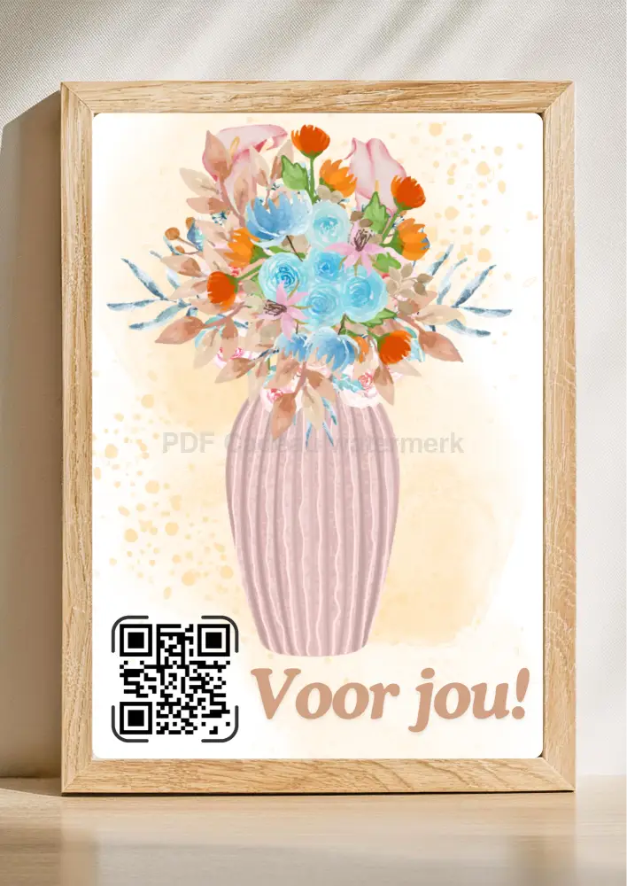 Gepersonaliseerd cadeau met QR-code en bloemen