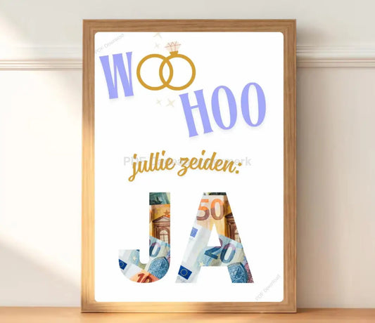 Woohoo jullie zeiden JA - PDF Cadeau trouwdag huwelijk trouwen
