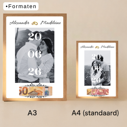 Fotolijst geld cadeau - Gepersonaliseerd cadeau bruiloft