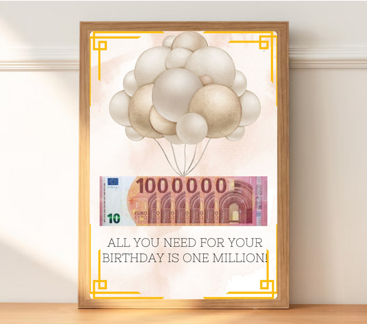 Een Miljoen Cadeau fotolijst met luxe design en geldbriefjes