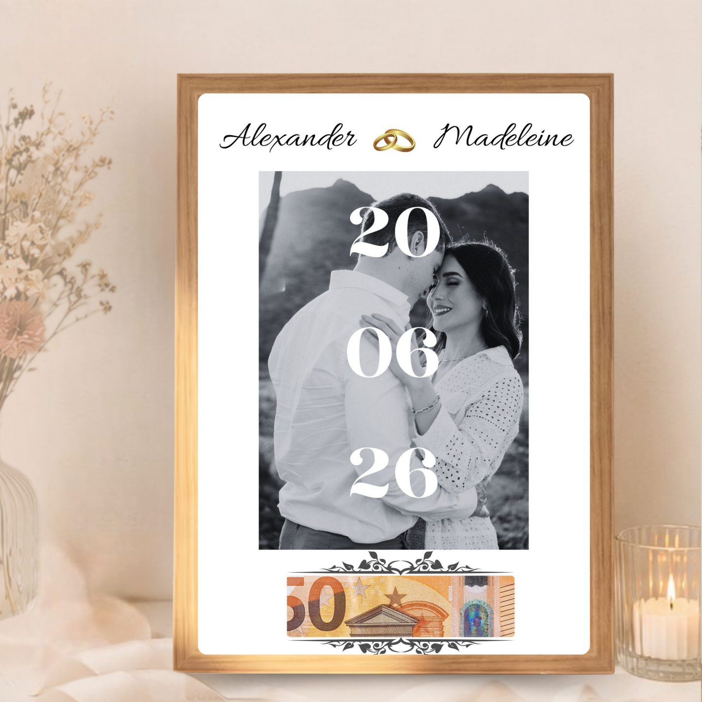 Gepersonaliseerd cadeau bruiloft geld