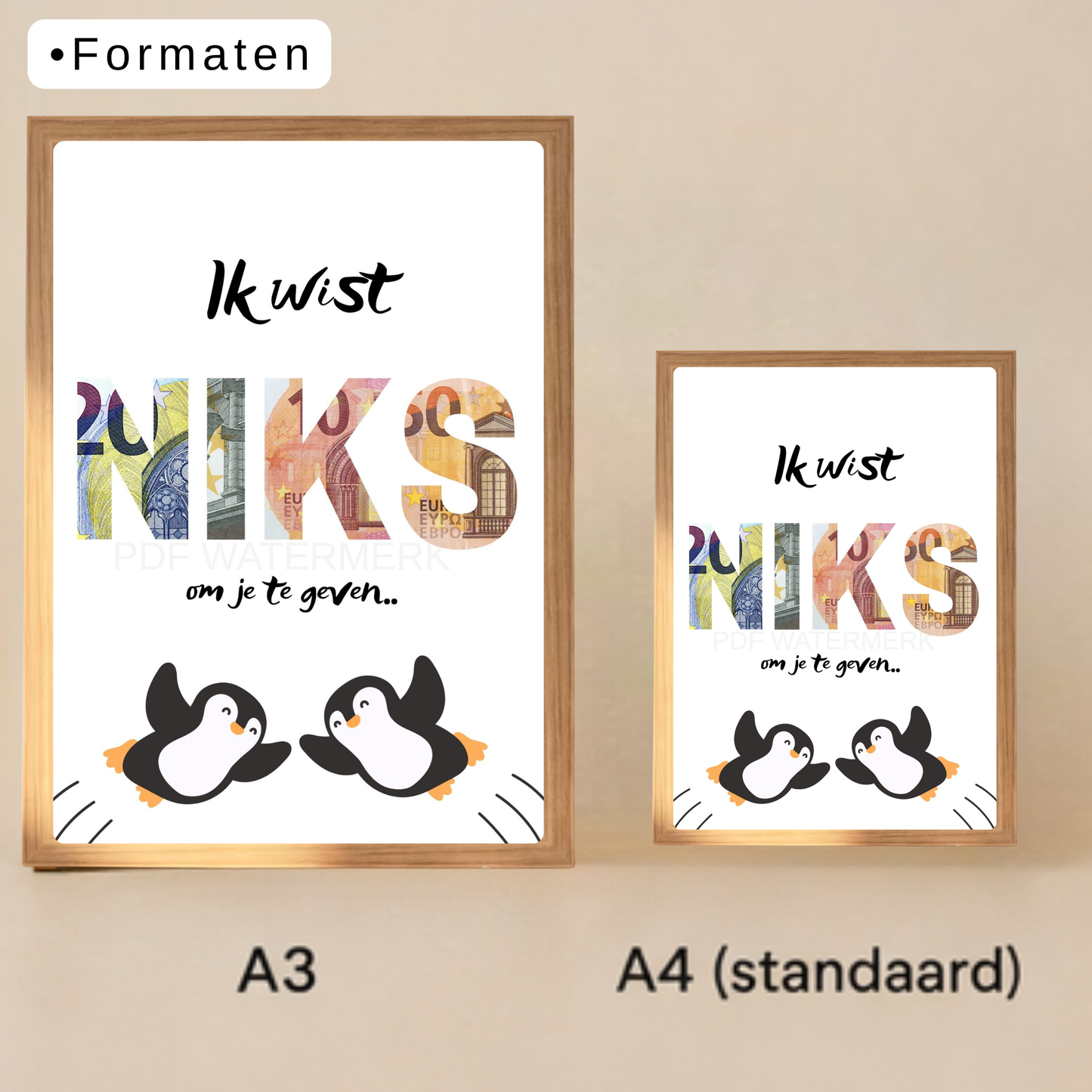 Fotolijst geld cadeau - Ik wist niks om