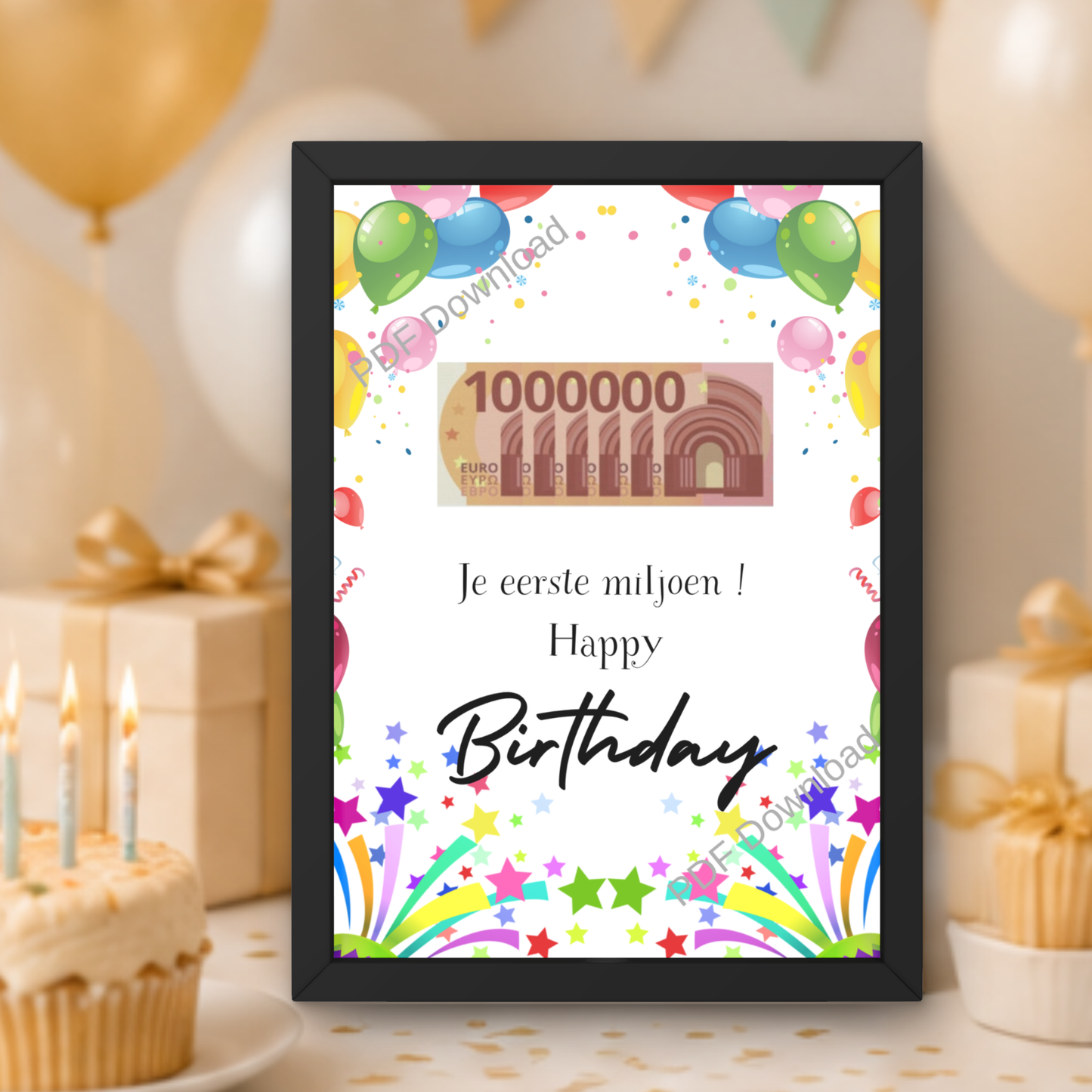 Fotolijst geldcadeau - Je eerste miljoen!