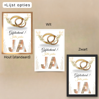 Trouwcadeau met geld in fotolijst - Gefeliciteerd