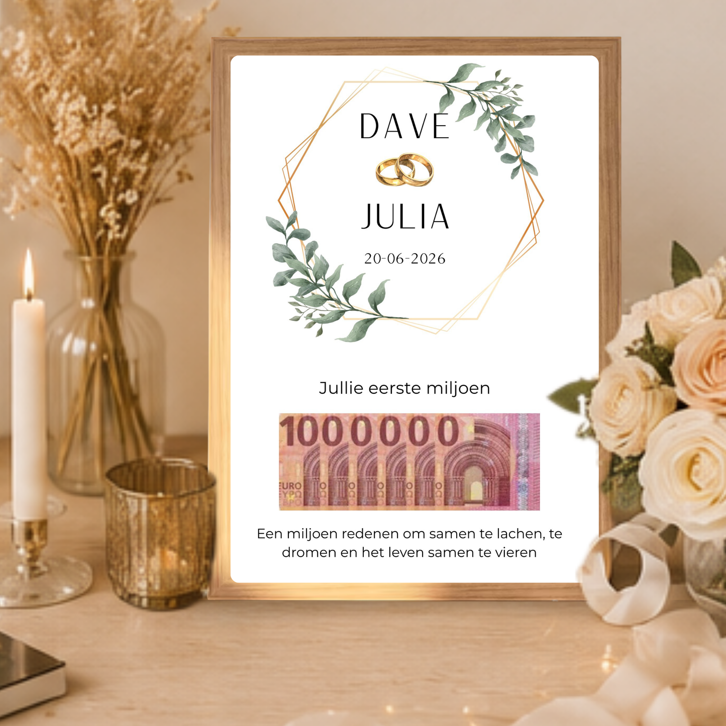 bruiloft cadeau met gepersonaliseerd namen