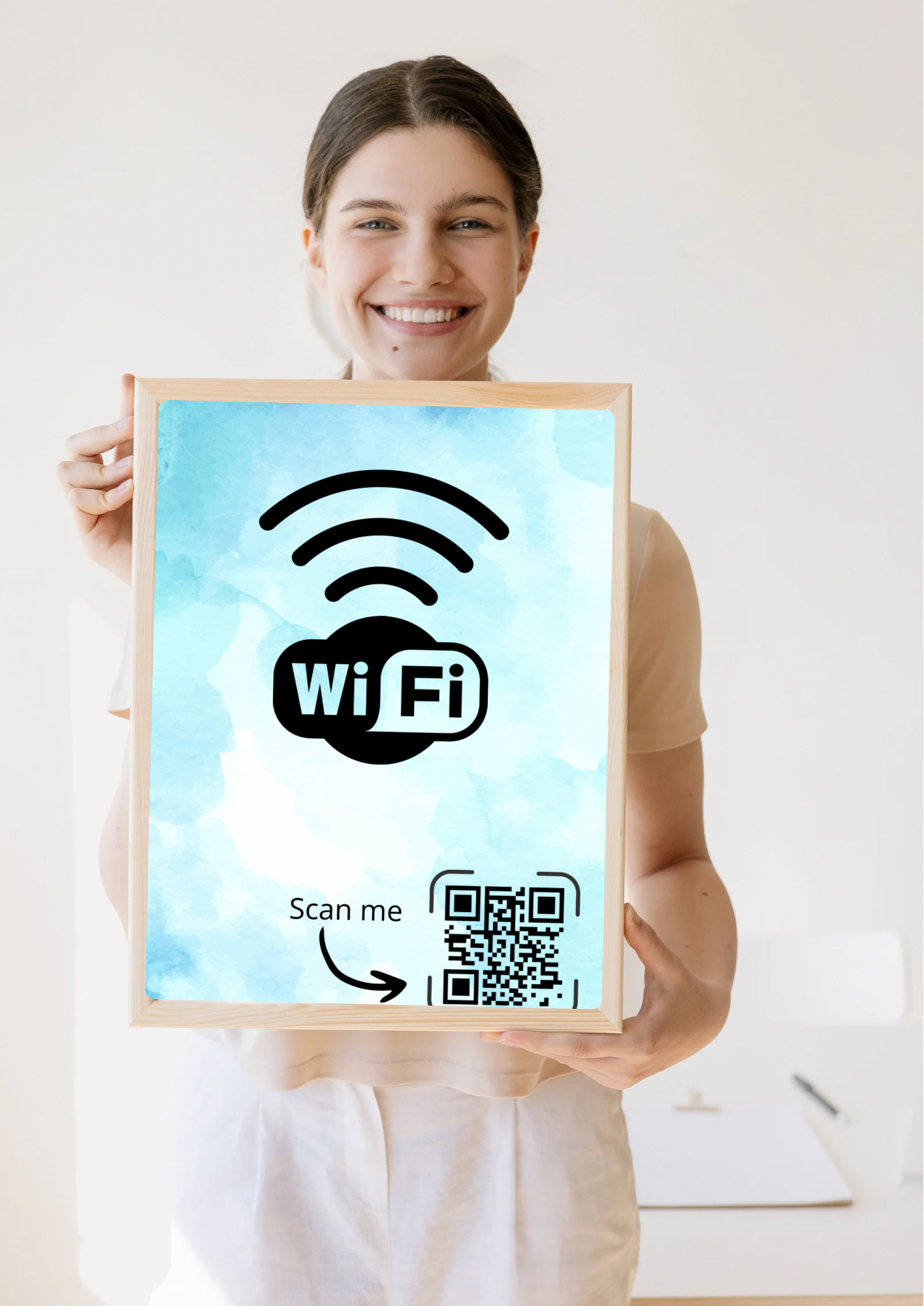 Stijlvolle WiFi QR-code print voor gasten en klanten