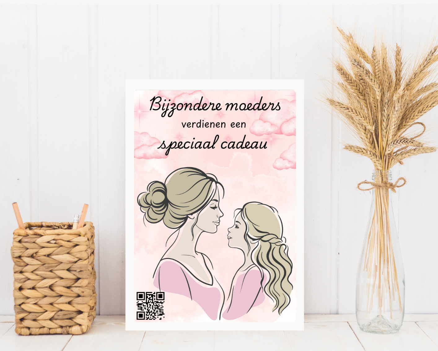 Moederdag cadeau moeder dochter in fotolijst met QR-code