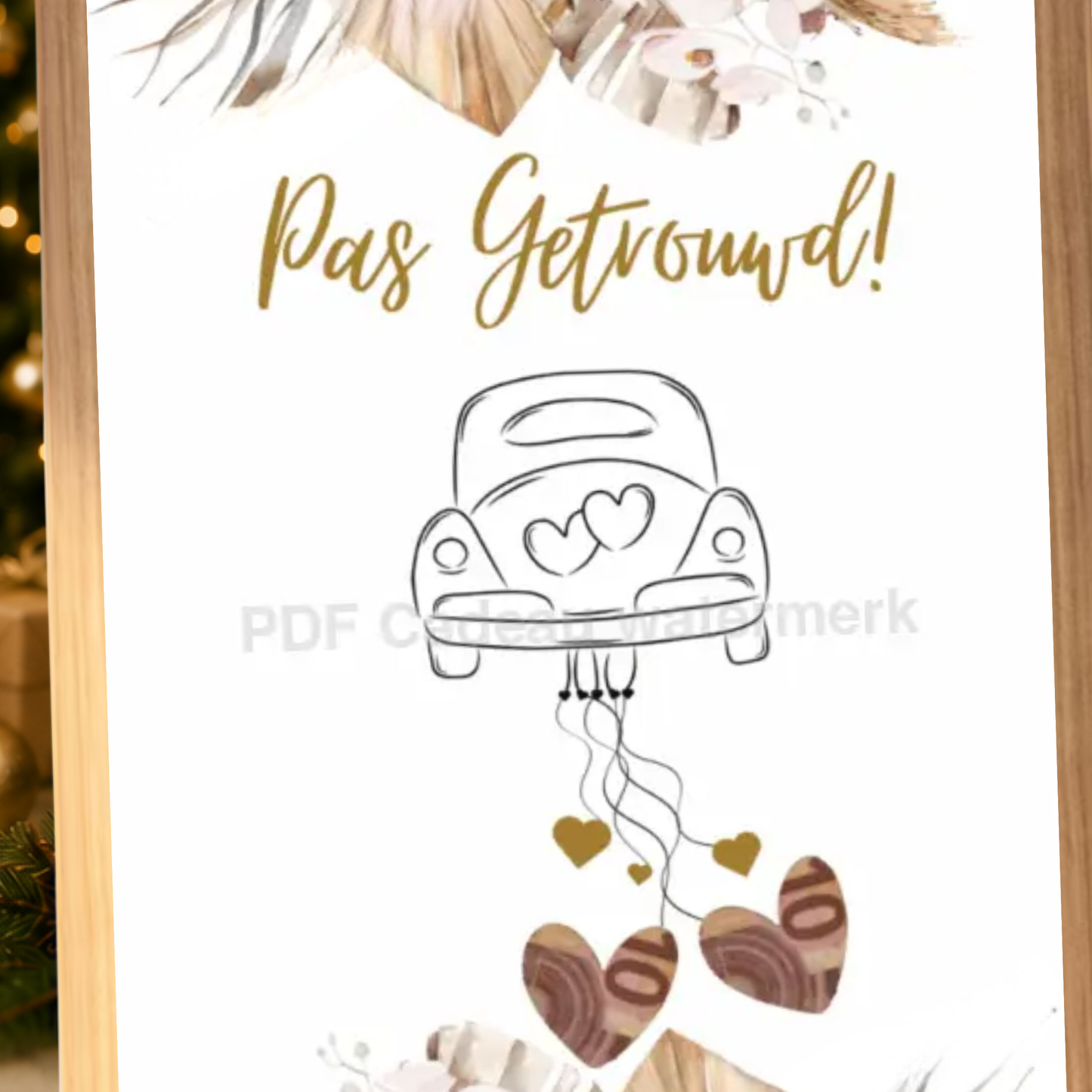 Fotolijst geldcadeau - Pas getrouwd ! - leuk geld geven in fotolijst voor een bruiloft