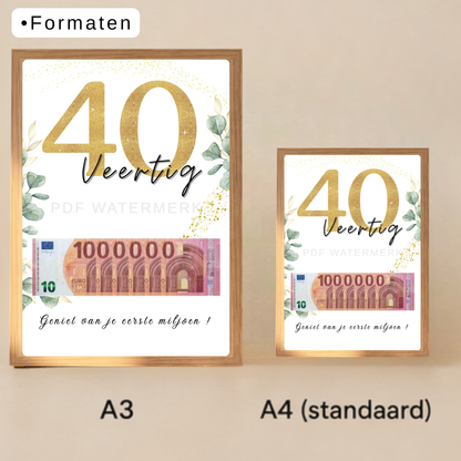 Fotolijst geldcadeau - Geld cadeau 40 jaar