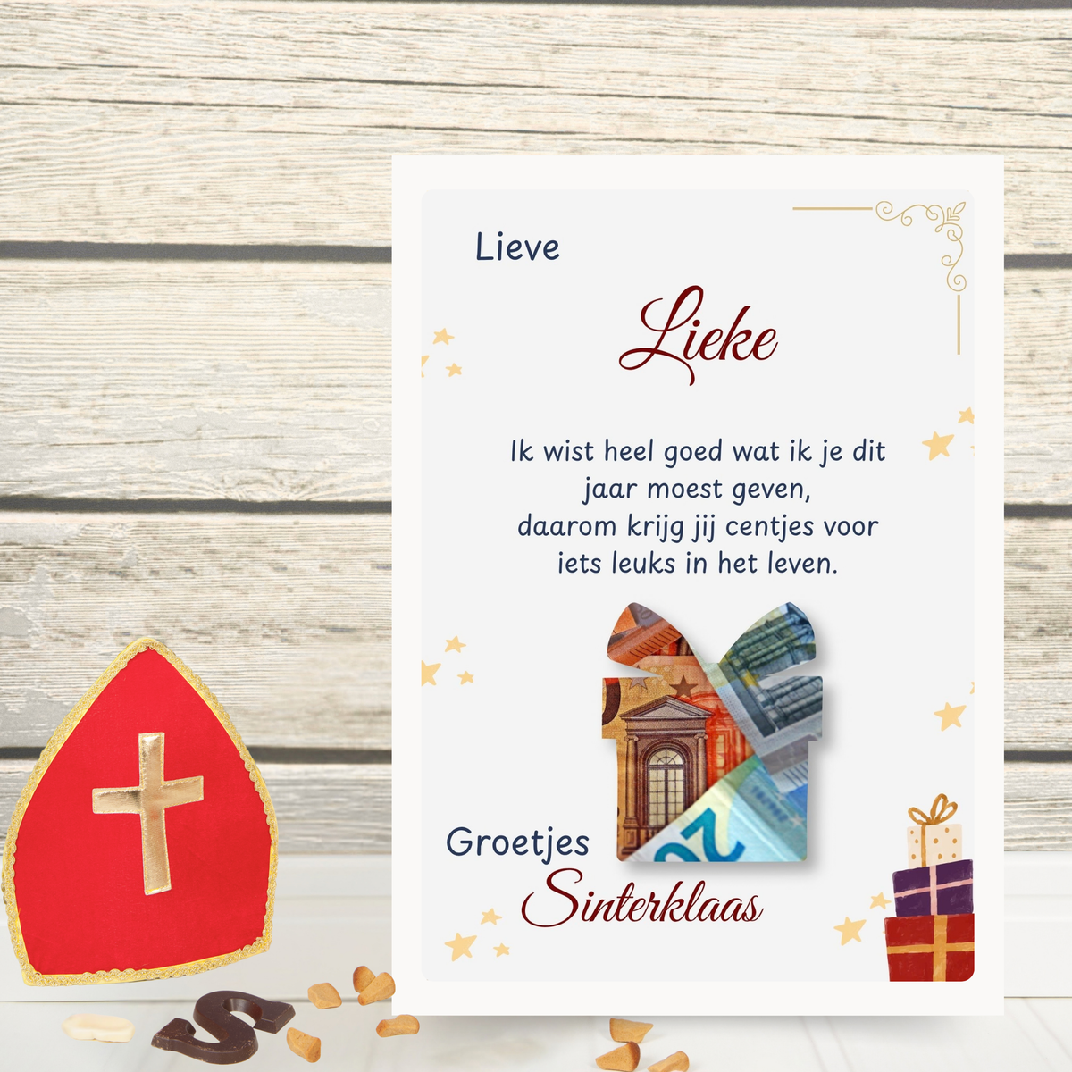 Gepersonaliseerd sinterklaas kado met geld