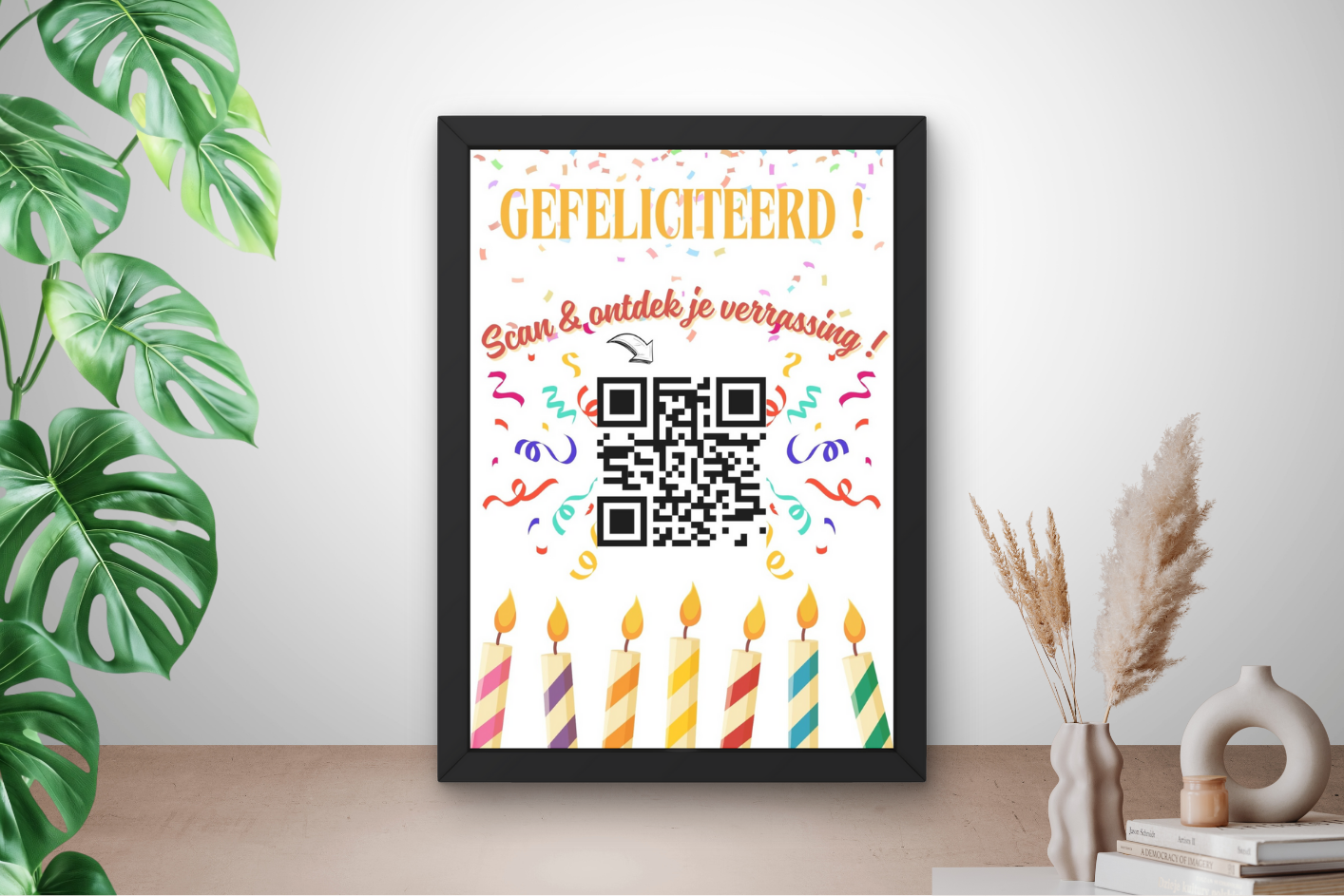 QR-code cadeau in fotolijst voor verjaardag