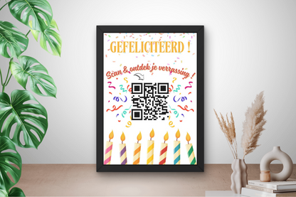 QR-code cadeau in fotolijst voor verjaardag
