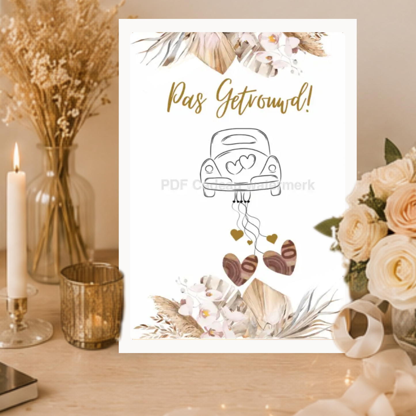 Fotolijst geldcadeau - Pas getrouwd ! - leuk geld geven in fotolijst voor een bruiloft