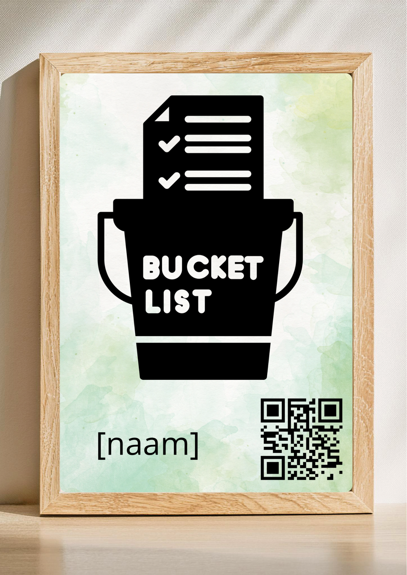 Digitale bucketlist print met QR-code