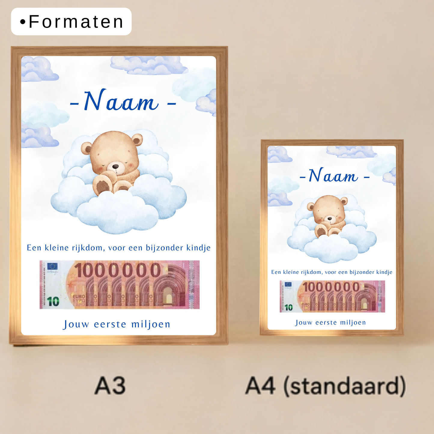 Fotolijst geldcadeau - Geld cadeau geboorte van een jongen