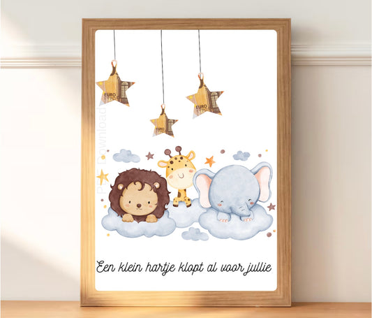 Cadeau voor aanstaande ouders "Een klein hartje klopt al voor jullie" ideaal voor het verwelkomen van een pasgeborene of babyshower