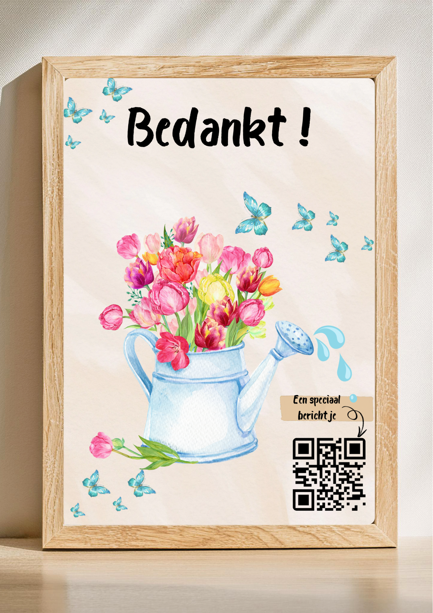 Gepersonaliseerd bedankcadeau met QR-code print