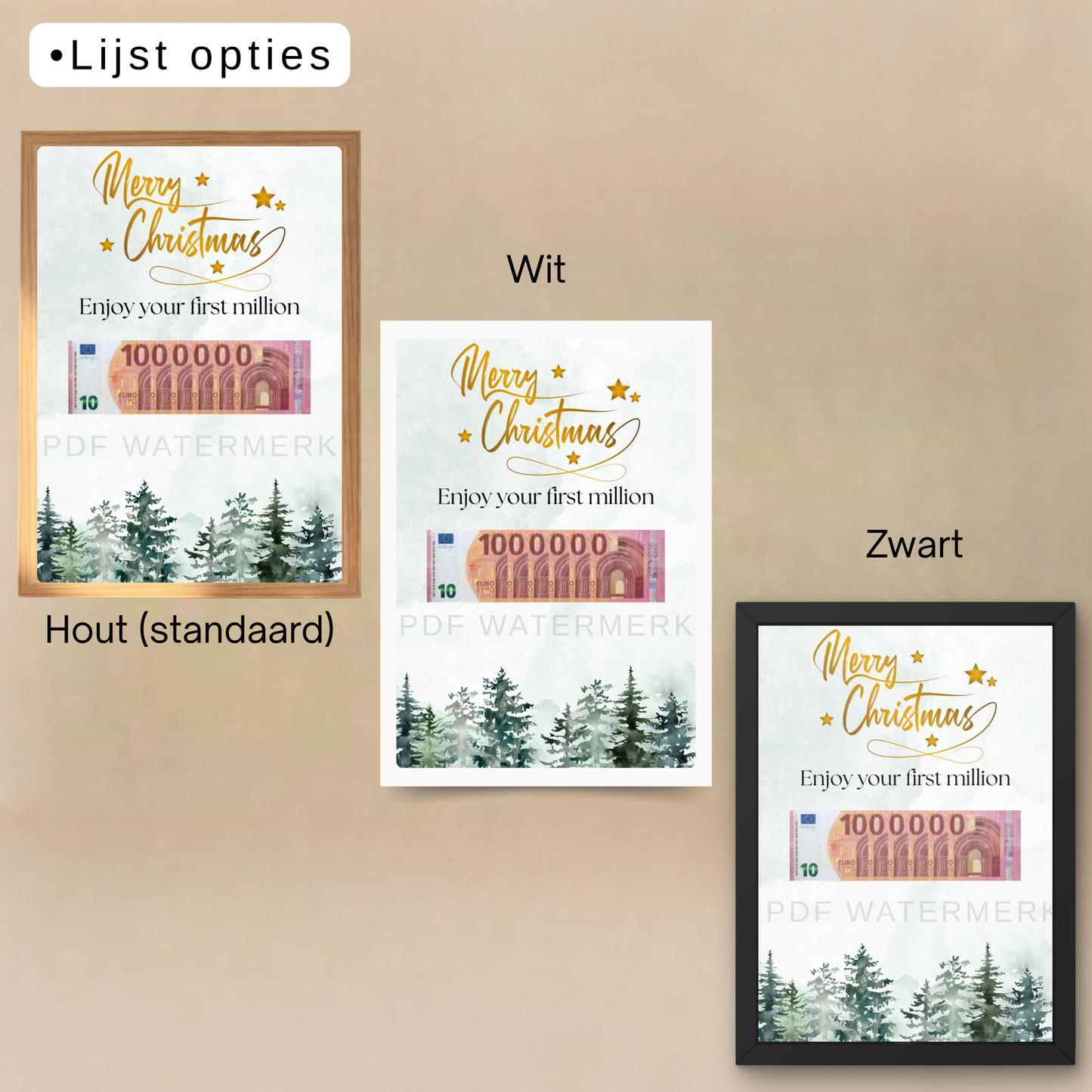 Fotolijst geldcadeau - Geld cadeau kerstmis verpakken