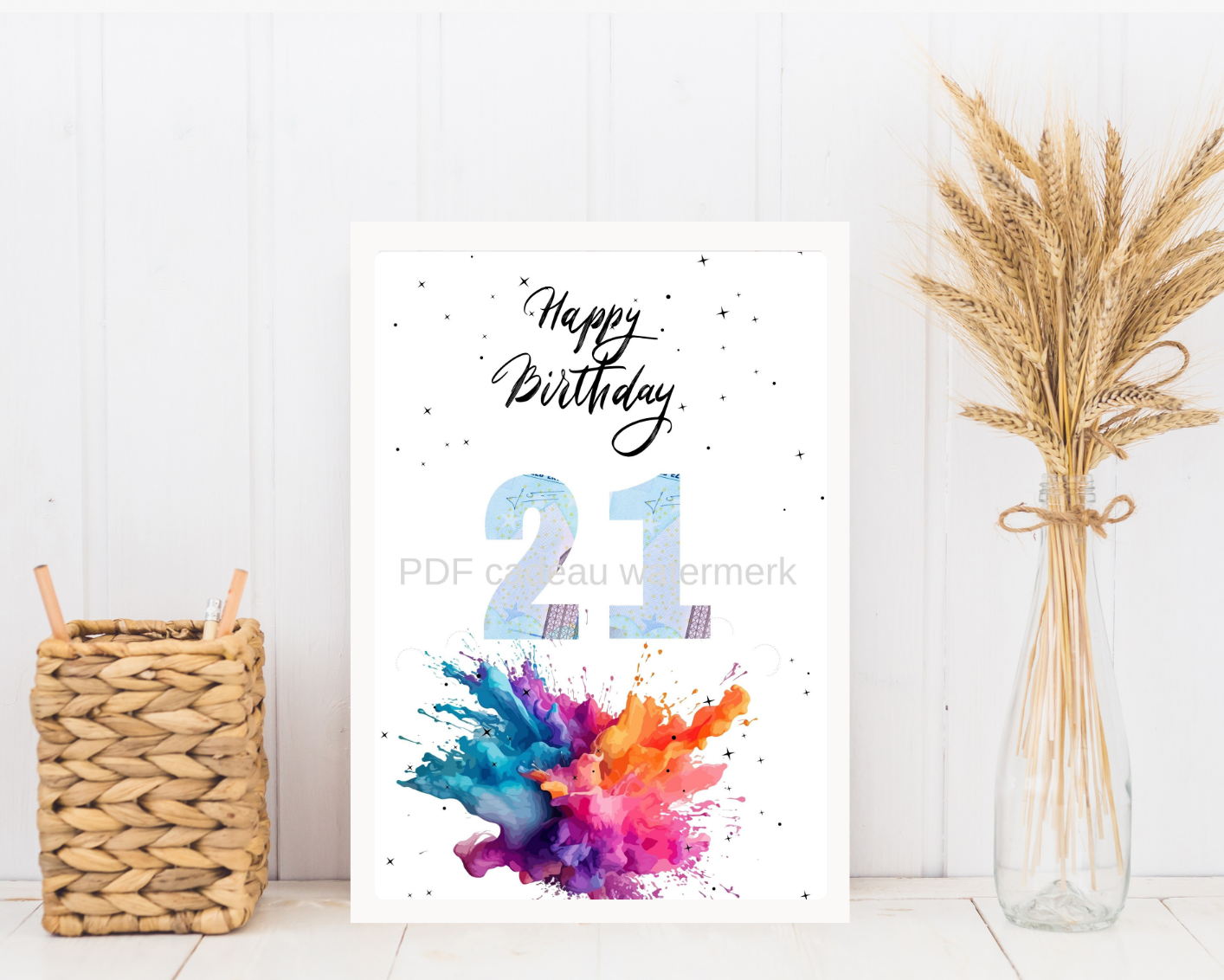 geld cadeau in fotolijst voor 21 jarige