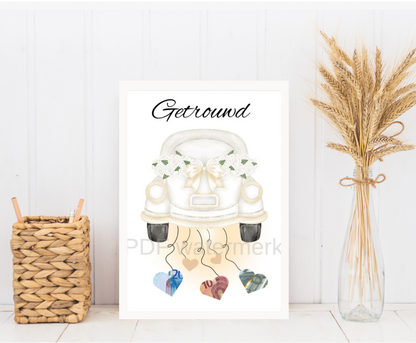 auto geld cadeau bruiloft en huwelijk met fotolijst