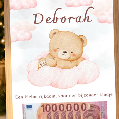 Fotolijst geldcadeau - Geld cadeau voor een geboren baby meisje