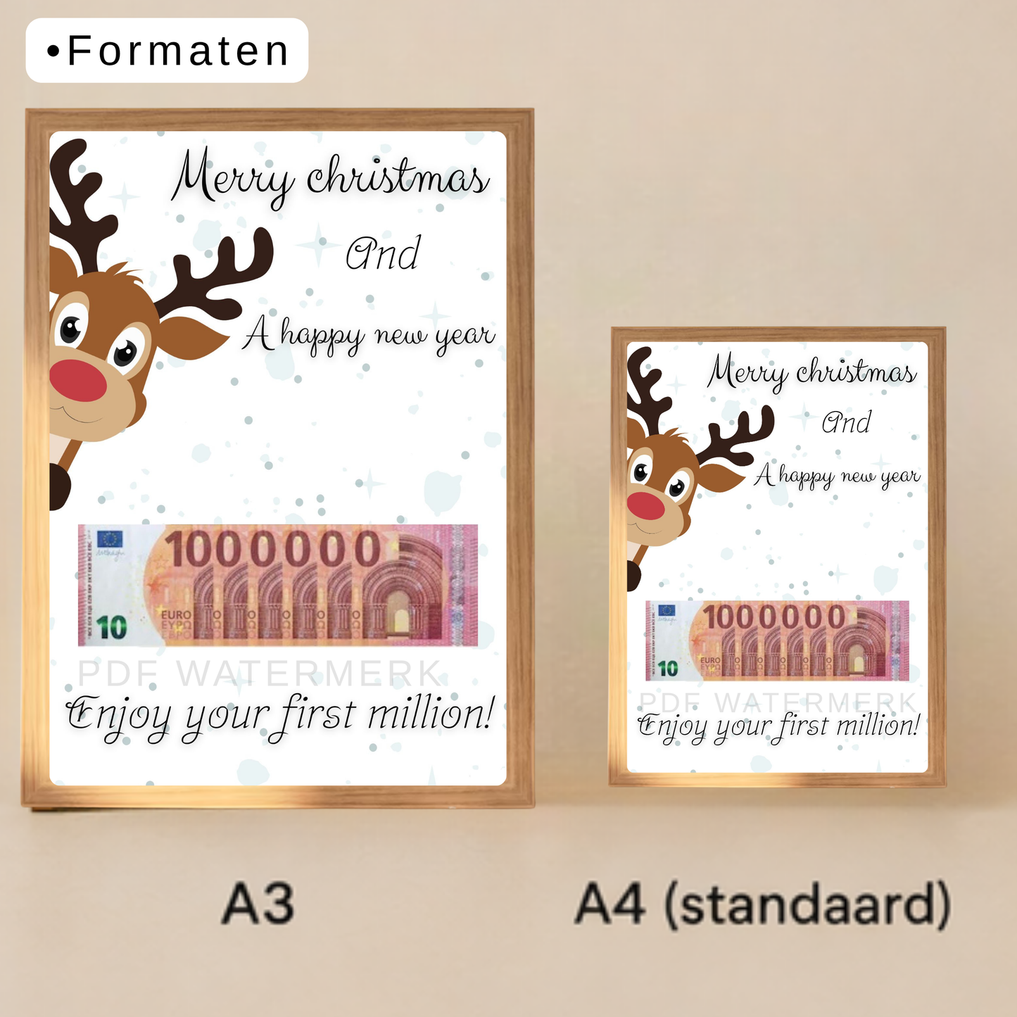 Fotolijst geld cadeau kerst -Je eerste miljoen kerst editie
