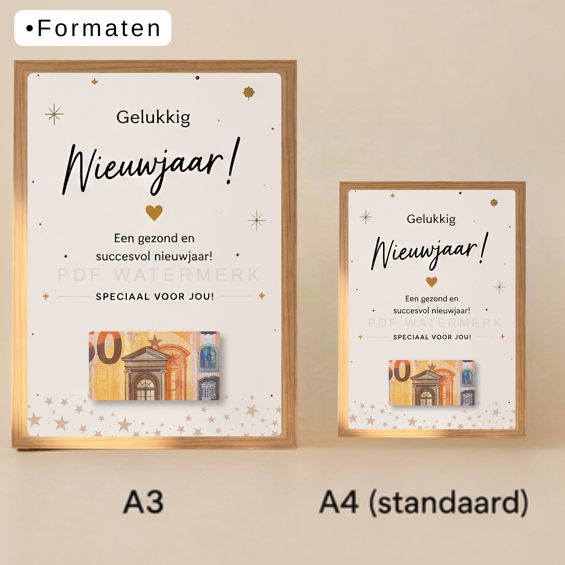 Nieuwjaarsgeld in fotokader geld geschenk