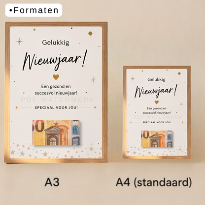 Nieuwjaarsgeld in fotokader geld geschenk