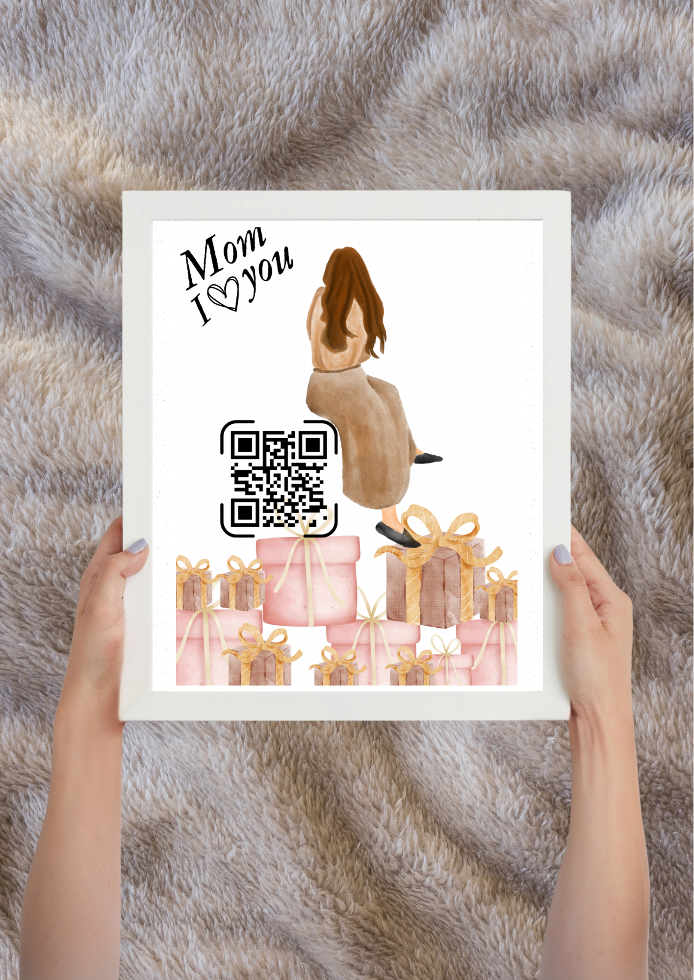 Moederdag cadeau poster met QR-code