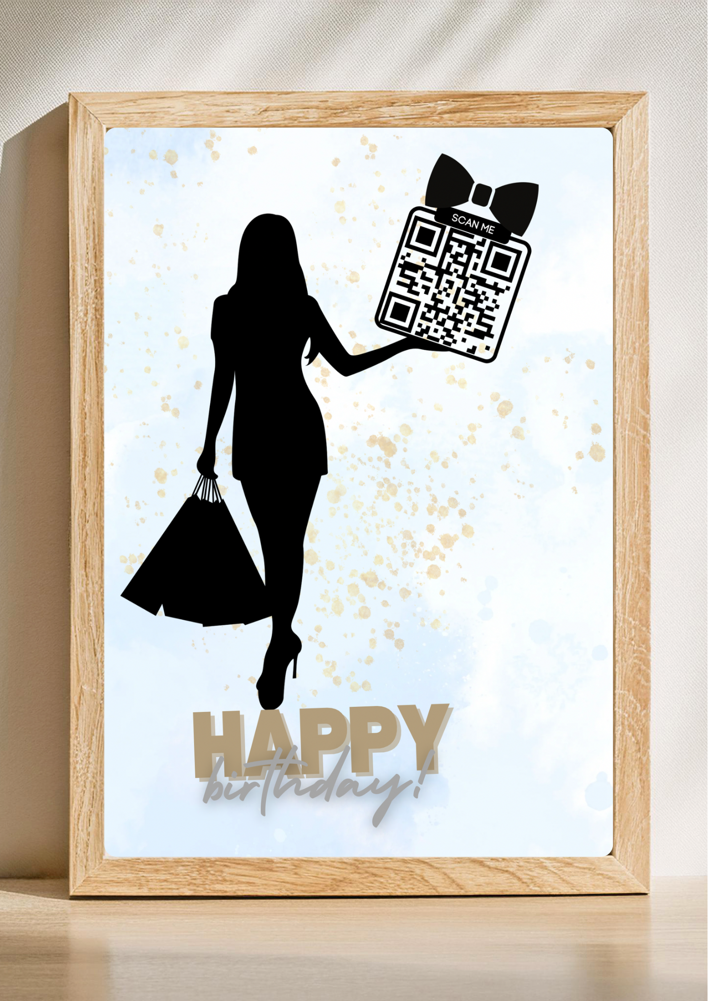 QR-code cadeau met fashion-silhouet voor verjaardag