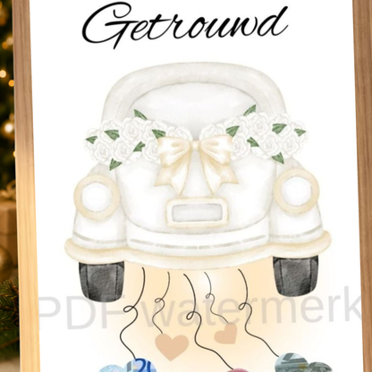 Leuk verpakt geld cadeau in fotolijst bruiloft