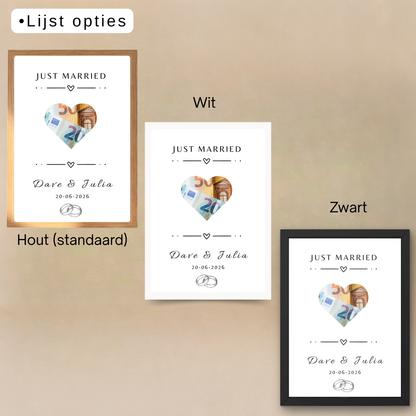 Gepersonaliseerd geld cadeau bruiloft
