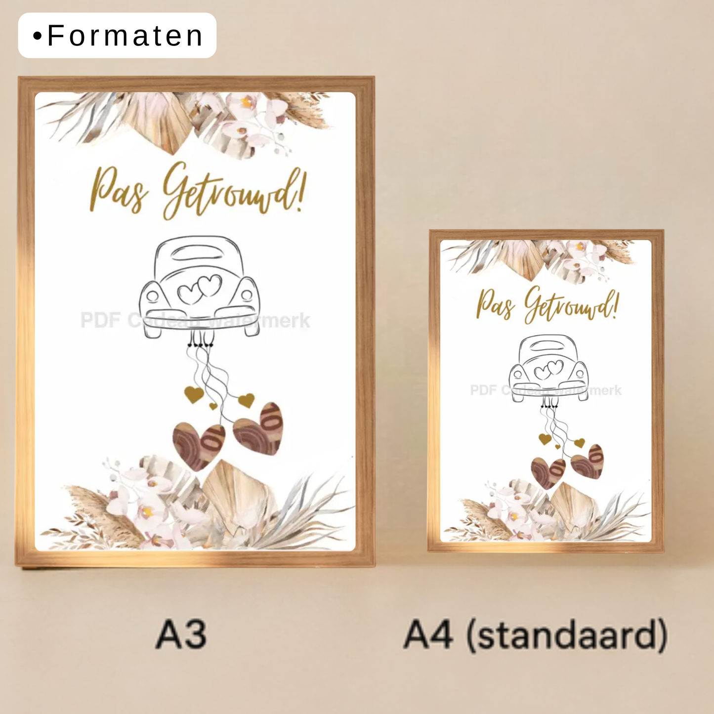 Fotolijst geldcadeau - Pas getrouwd ! - leuk geld geven in fotolijst voor een bruiloft