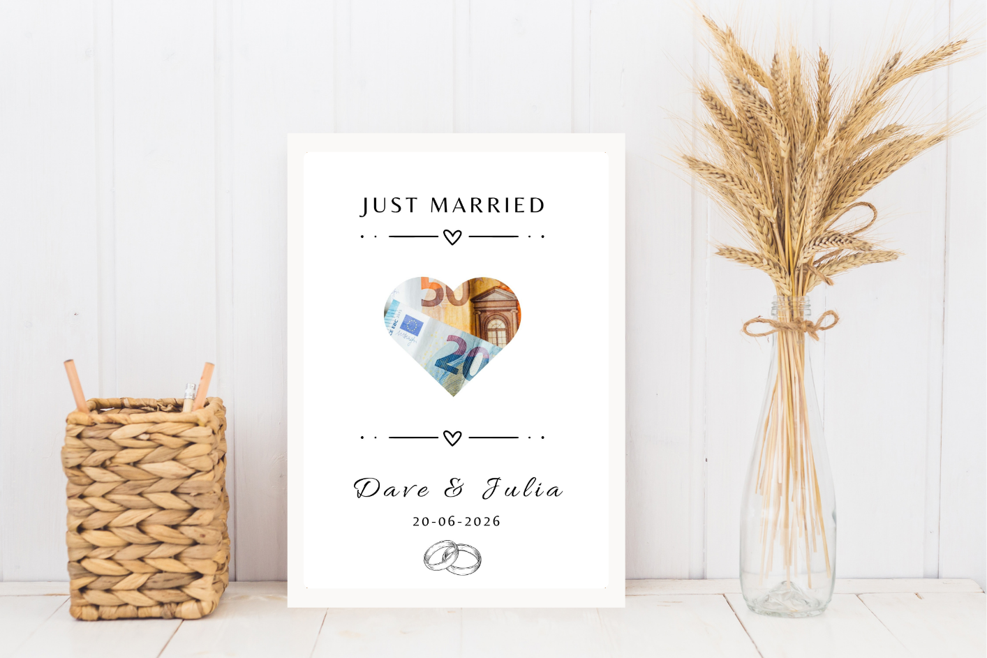 Fotolijst geld cadeau -  Persoonlijk geld cadeau bruiloft