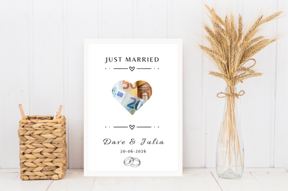 Fotolijst geld cadeau -  Persoonlijk geld cadeau bruiloft