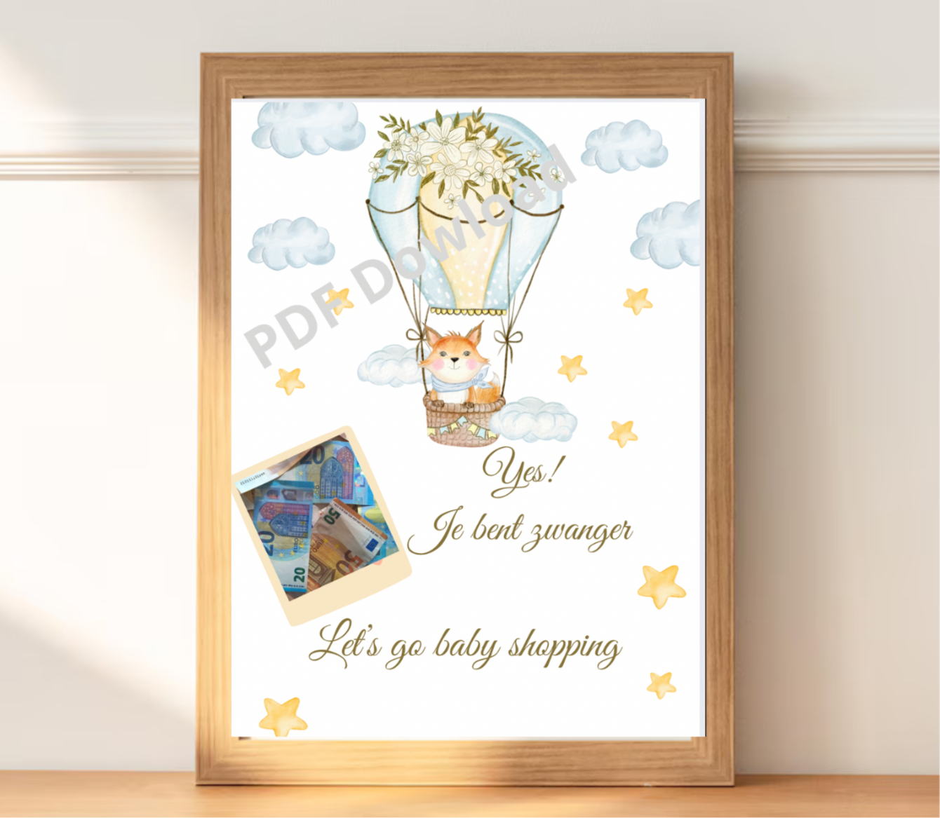 Printbaar babyshower cadeau sjabloon - Hoera Zwanger PDF download