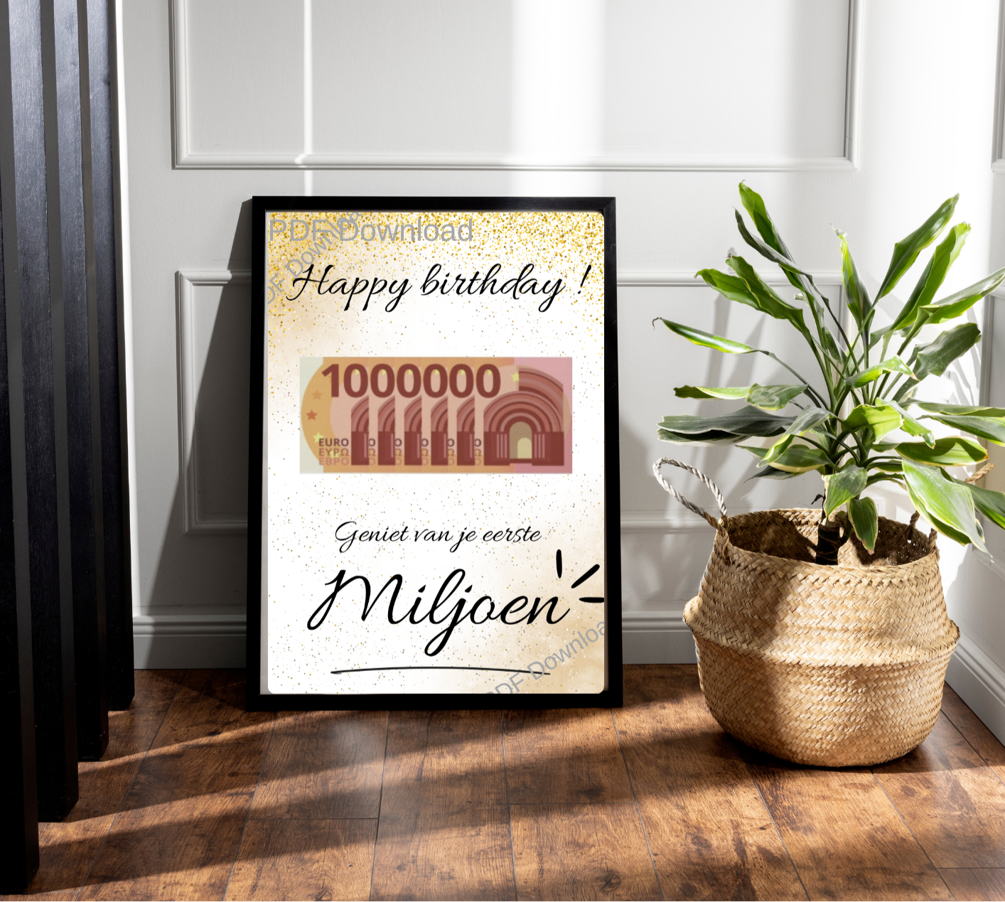 Fotolijst geldcadeau - Geniet van je eerste miljoen - verjaardag cadeau - PDF Cadeau