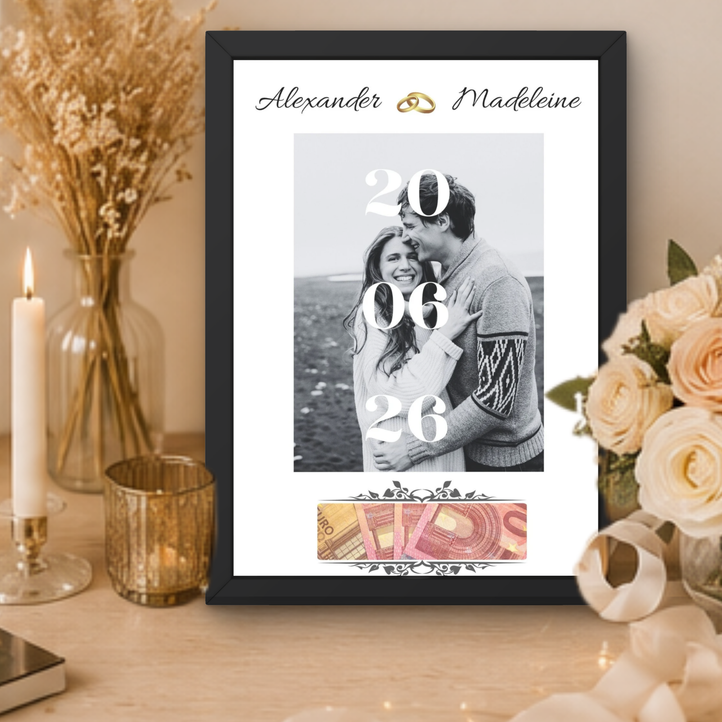 Bruiloft cadeau gepersonaliseerd geld