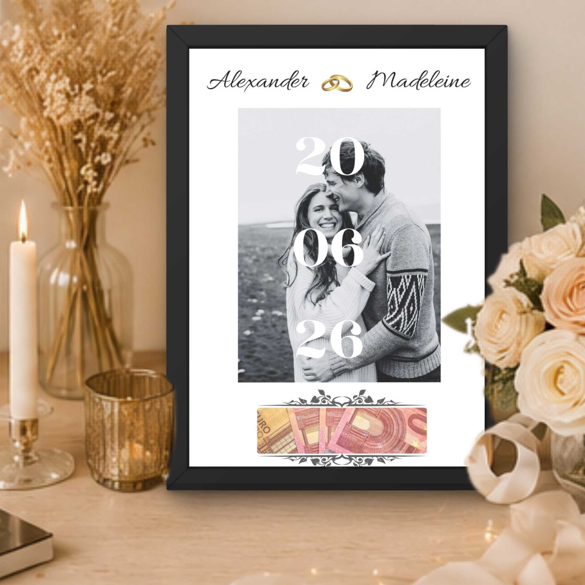Bruiloft cadeau gepersonaliseerd geld
