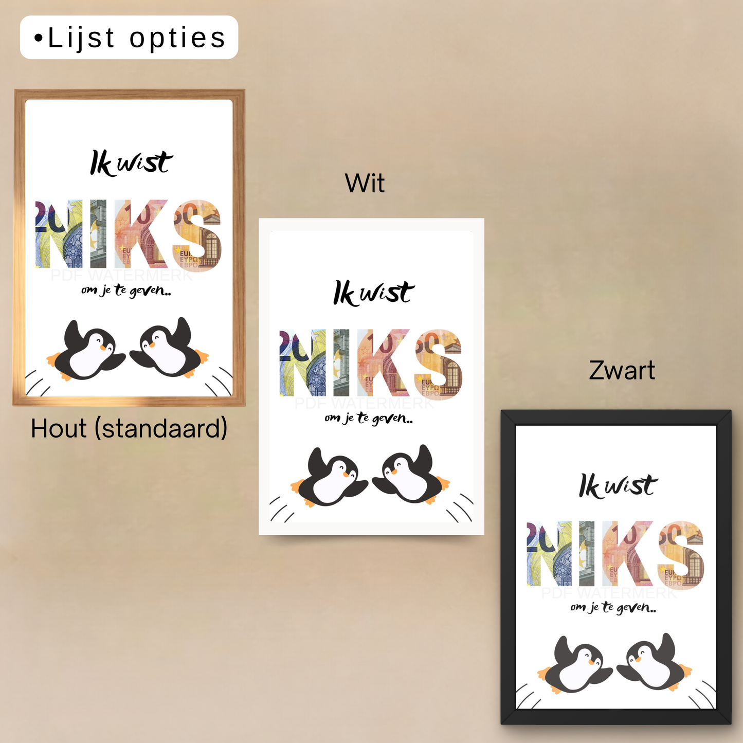 Fotolijst geld cadeau - Ik wist niks om